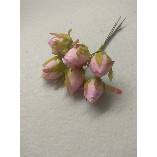 Цветы из ткани 1,8*2,5 см в пучках (6 шт) цв. розовый, цена за пучок